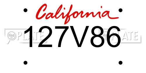 127V86 California License Plate