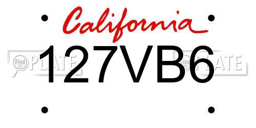 127VB6 California License Plate