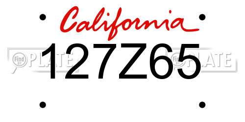 127Z65 California License Plate