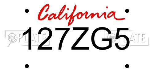 127ZG5 California License Plate