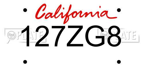 127ZG8 California License Plate