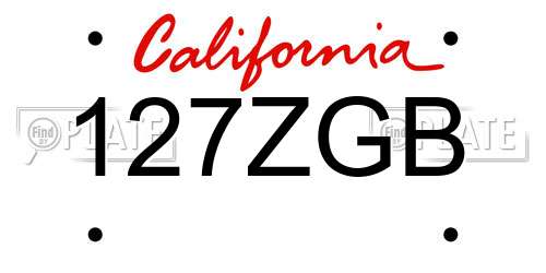127ZGB California License Plate