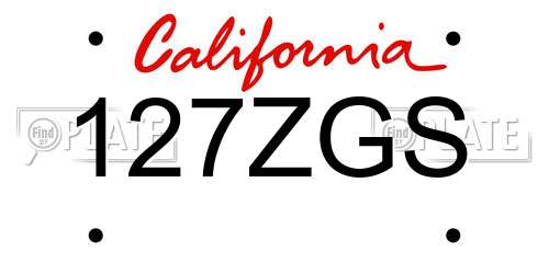 127ZGS California License Plate