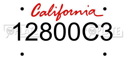 12800C3 California License Plate