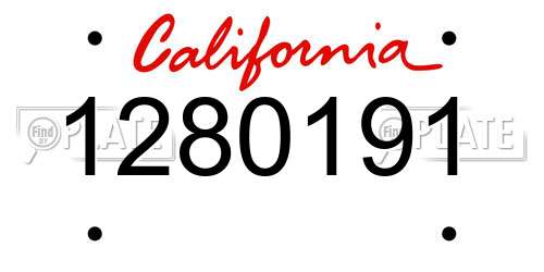 1280191 California License Plate