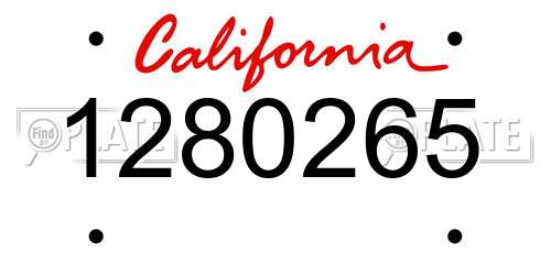 1280265 California License Plate