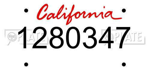 1280347 California License Plate
