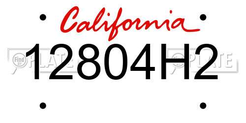 12804H2 California License Plate