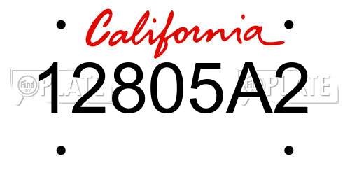 12805A2 California License Plate