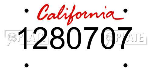 1280707 California License Plate