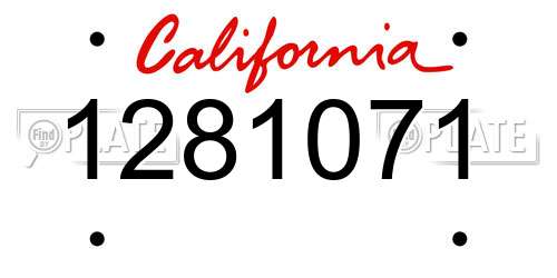 1281071 California License Plate