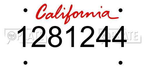 1281244 California License Plate