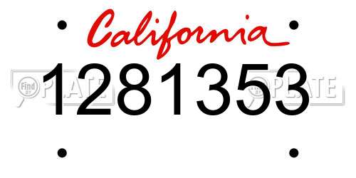 1281353 California License Plate