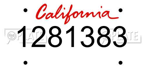 1281383 California License Plate