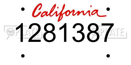 1281387 California License Plate