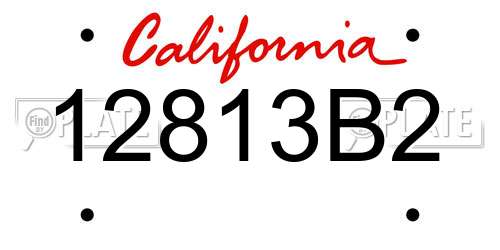 12813B2 California License Plate