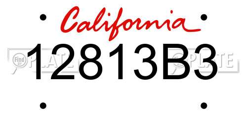 12813B3 California License Plate