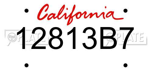 12813B7 California License Plate
