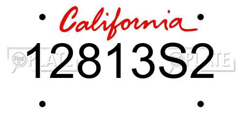 12813S2 California License Plate