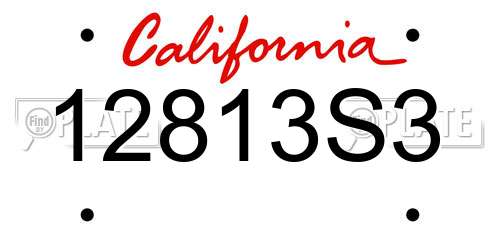 12813S3 California License Plate