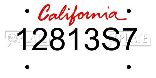 12813S7 California License Plate