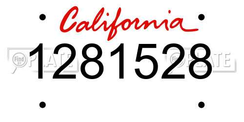1281528 California License Plate