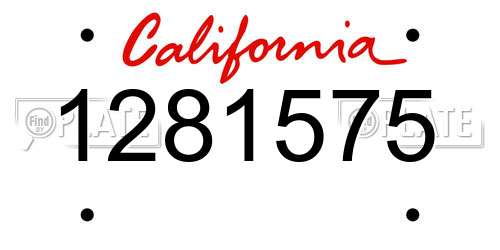 1281575 California License Plate