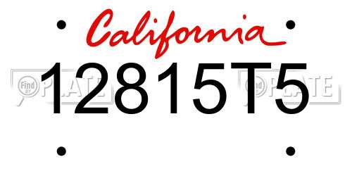 12815T5 California License Plate