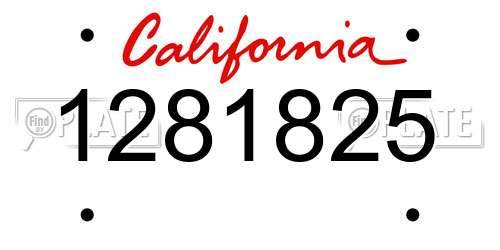 1281825 California License Plate