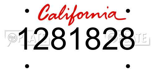 1281828 California License Plate