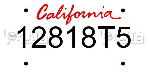 12818T5 California License Plate