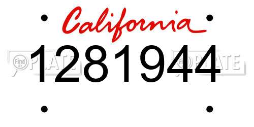 1281944 California License Plate