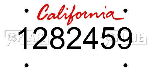 1282459 California License Plate