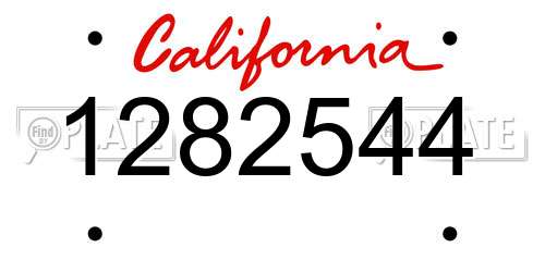 1282544 California License Plate