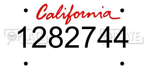 1282744 California License Plate