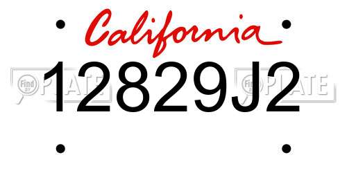 12829J2 California License Plate
