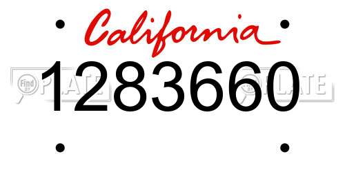 1283660 California License Plate