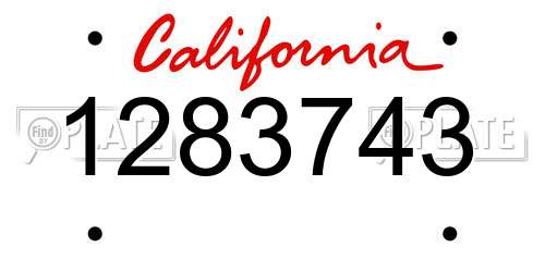 1283743 California License Plate