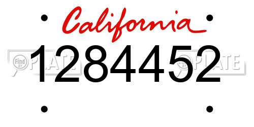 1284452 California License Plate