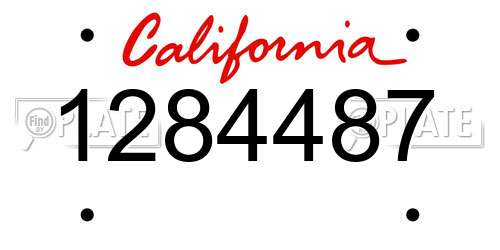 1284487 California License Plate