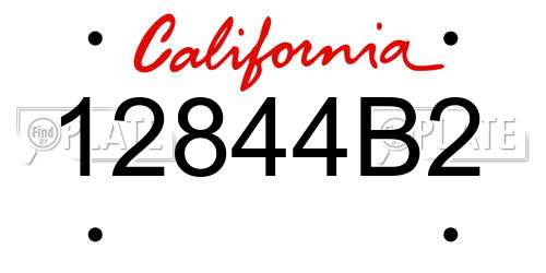 12844B2 California License Plate