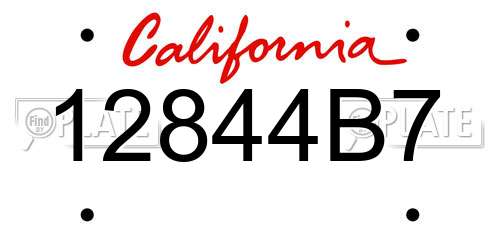12844B7 California License Plate