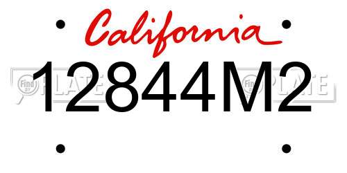 12844M2 California License Plate