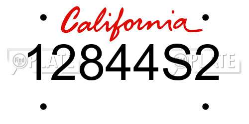 12844S2 California License Plate