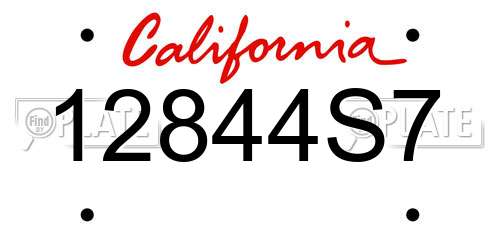 12844S7 California License Plate