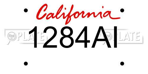 1284AI California License Plate