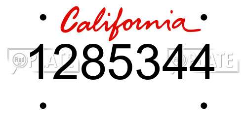 1285344 California License Plate