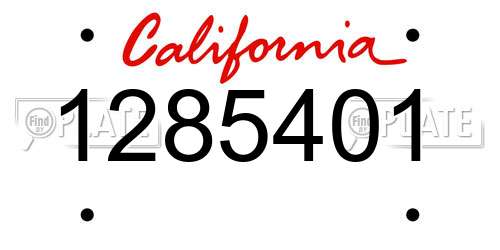 1285401 California License Plate