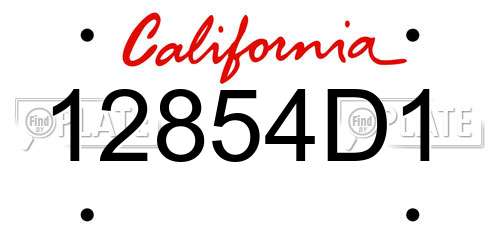 12854D1 California License Plate