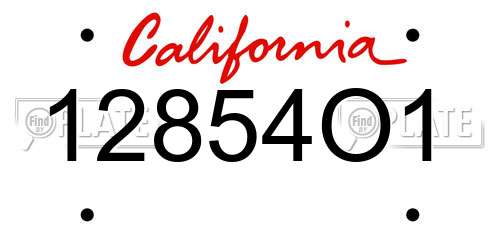 12854O1 California License Plate